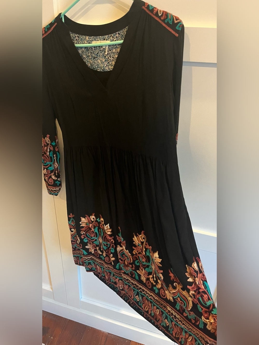 Anthropologie Floreat Embroidered Boho Black Dress Medium - Picture 5 of 8